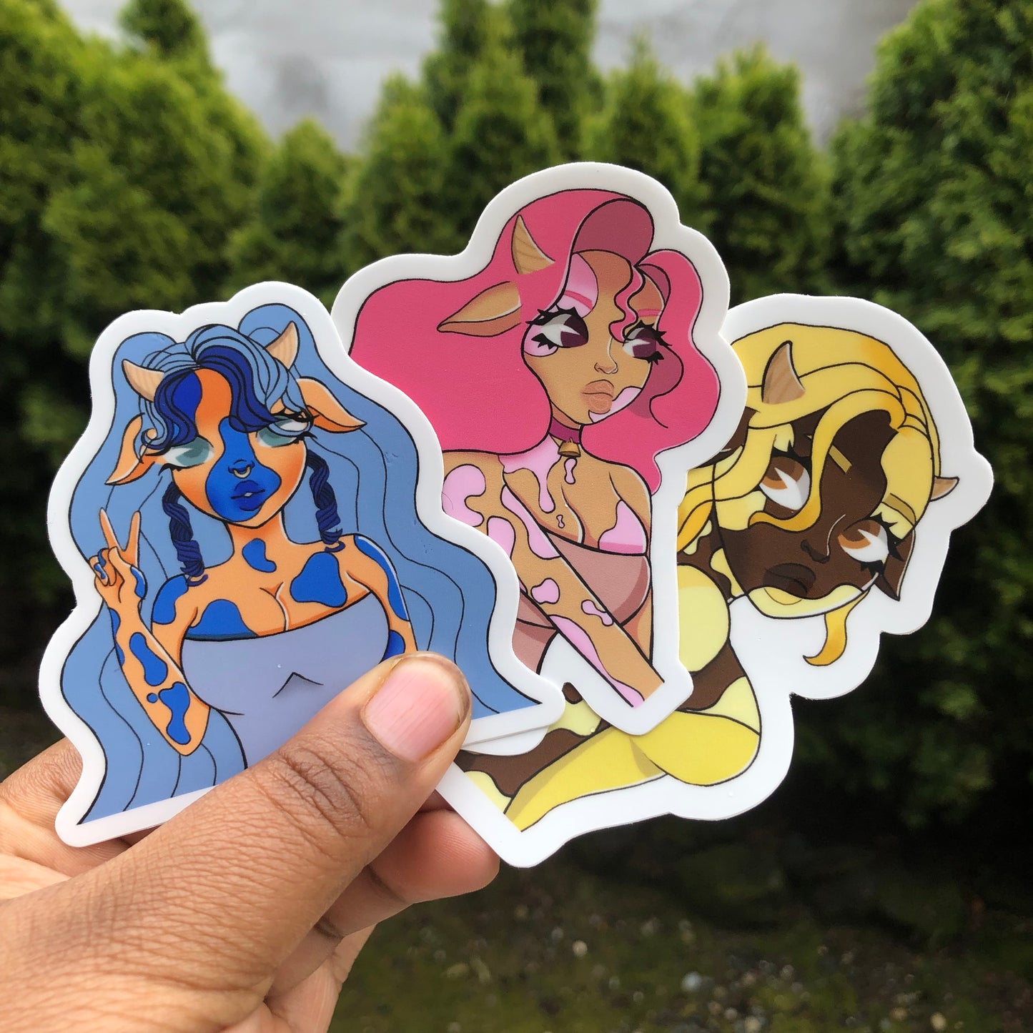 Strawberry milk cow sticker