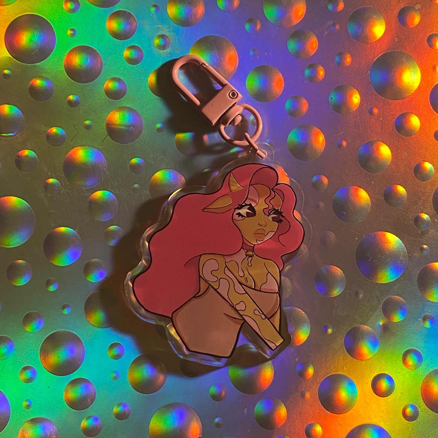 Strawberry milk cow keychain | Acrylic | 2.5"