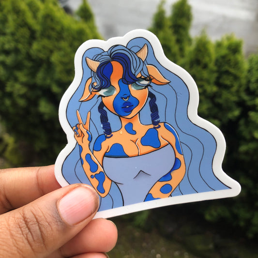 Blueberry milk cow sticker