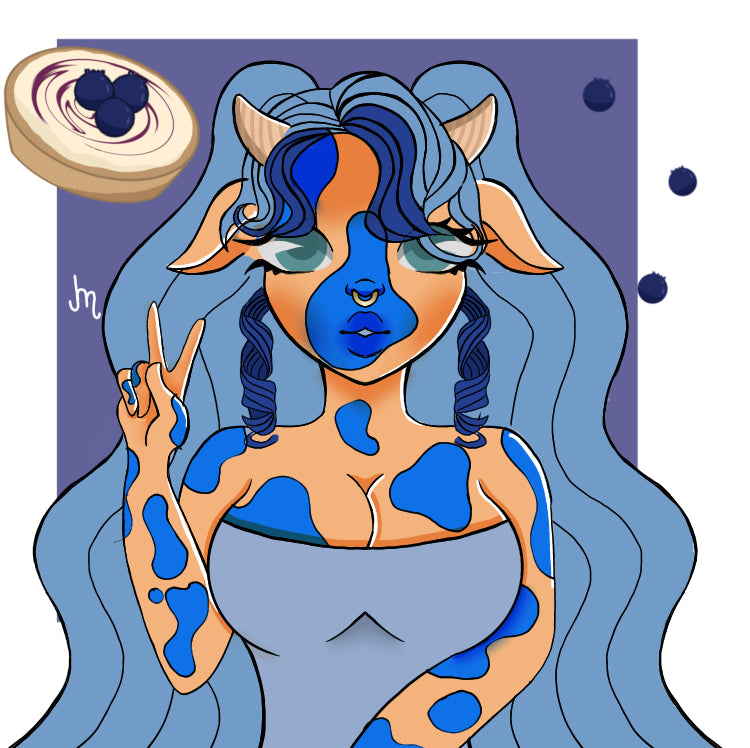 Blueberry milk cow sticker