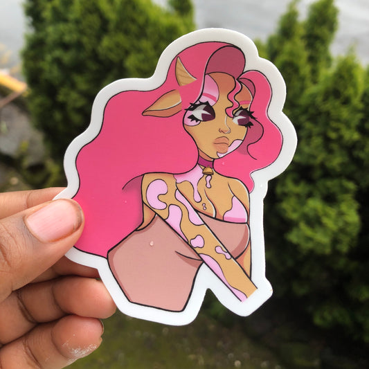Strawberry milk cow sticker