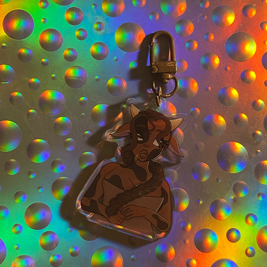 Chocolate milk cow keychain | acrylic | 2.5”