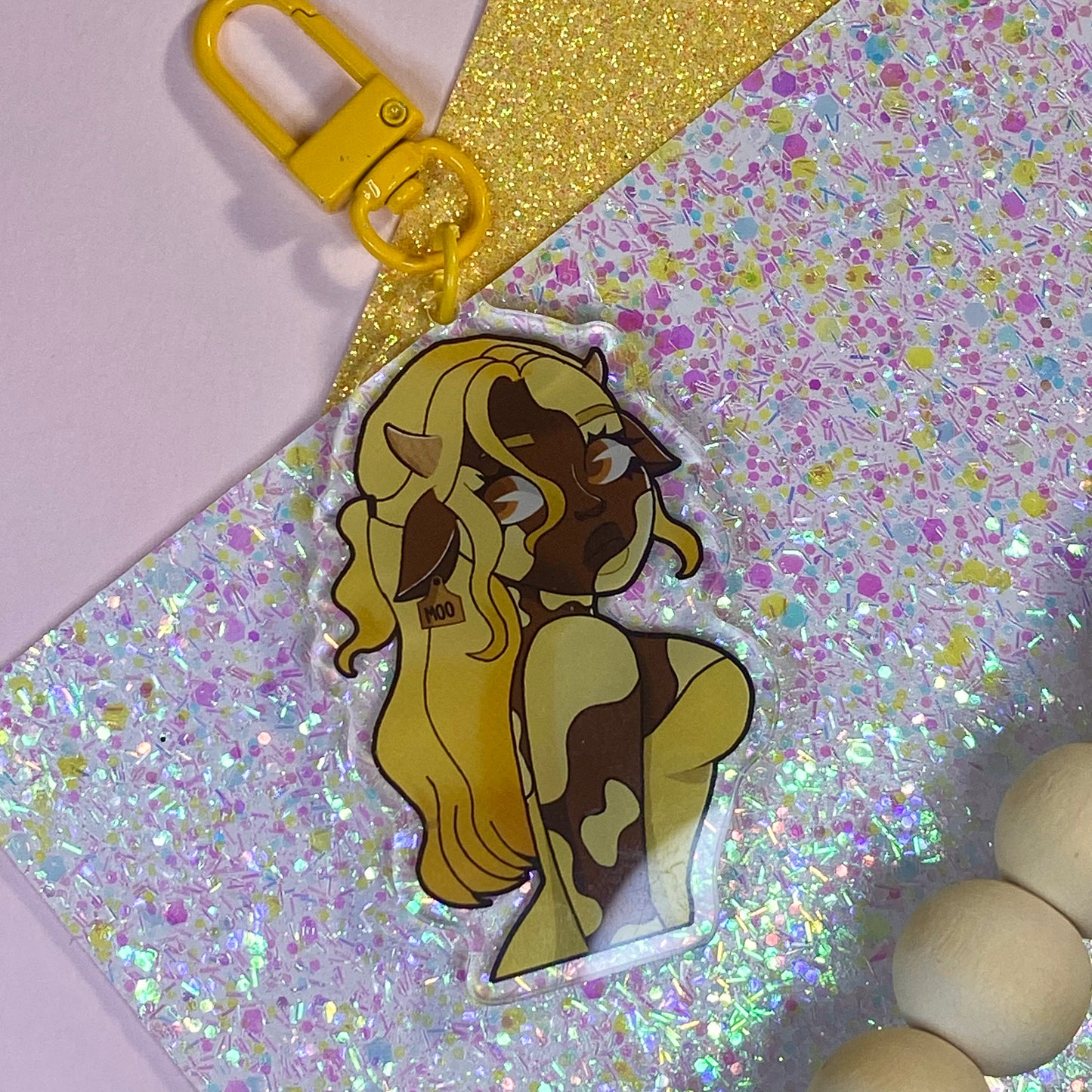 Banana milk cow keychain | Acrylic | 2.5"