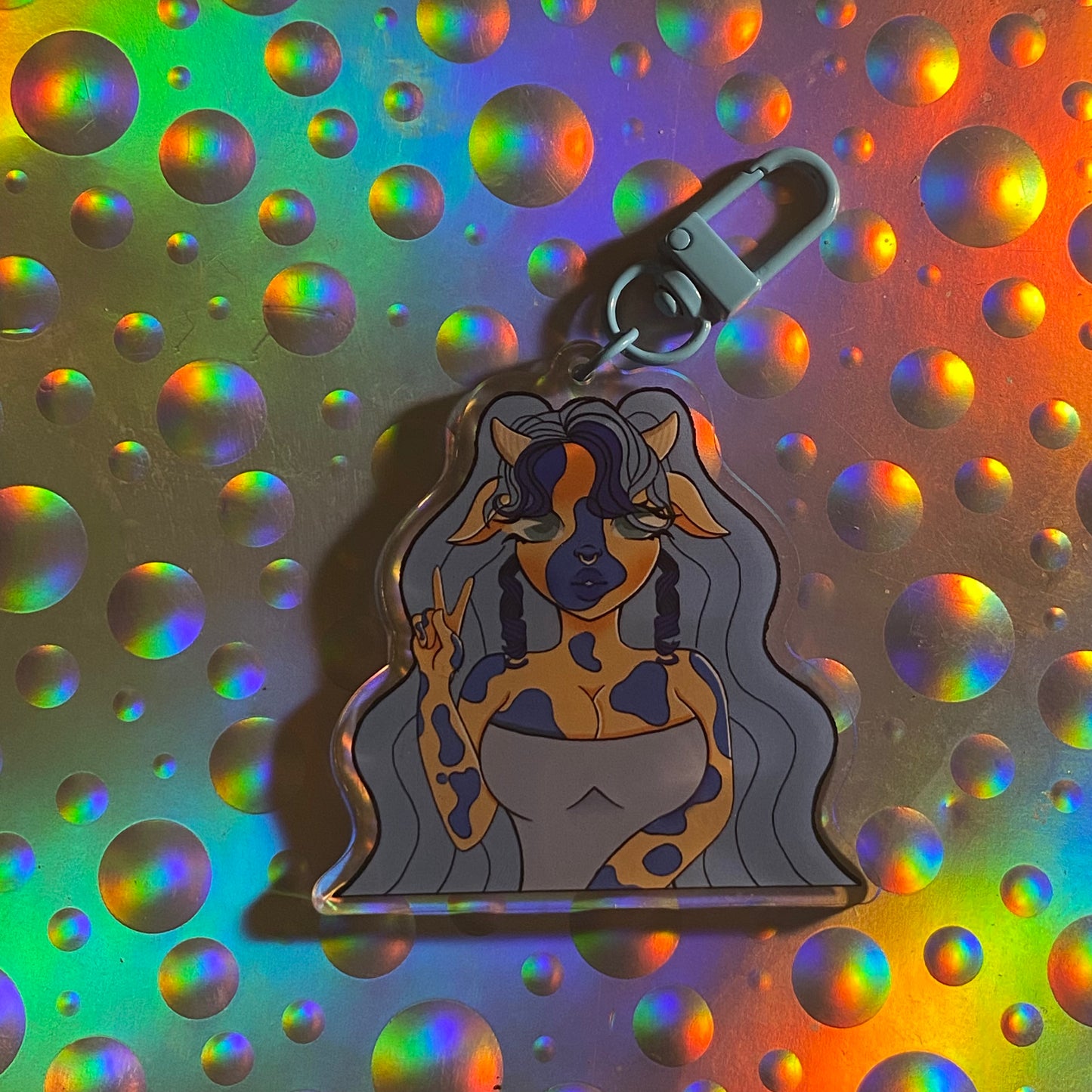 Blueberry milk cow keychain | Acrylic | 2.5"