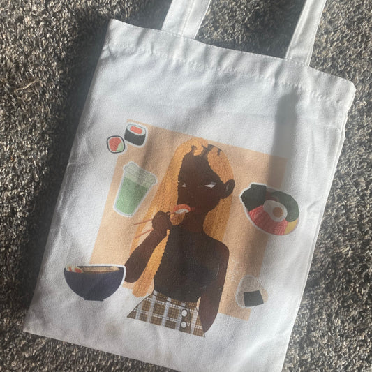 Foodie girl tote bag | cotton