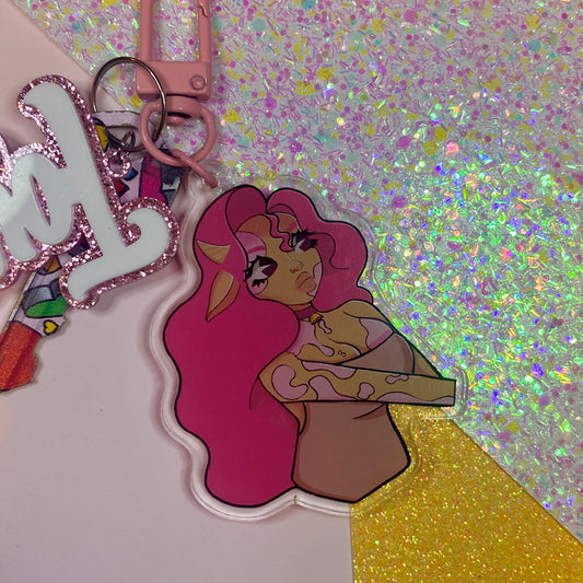 Strawberry milk cow keychain | Acrylic | 2.5"