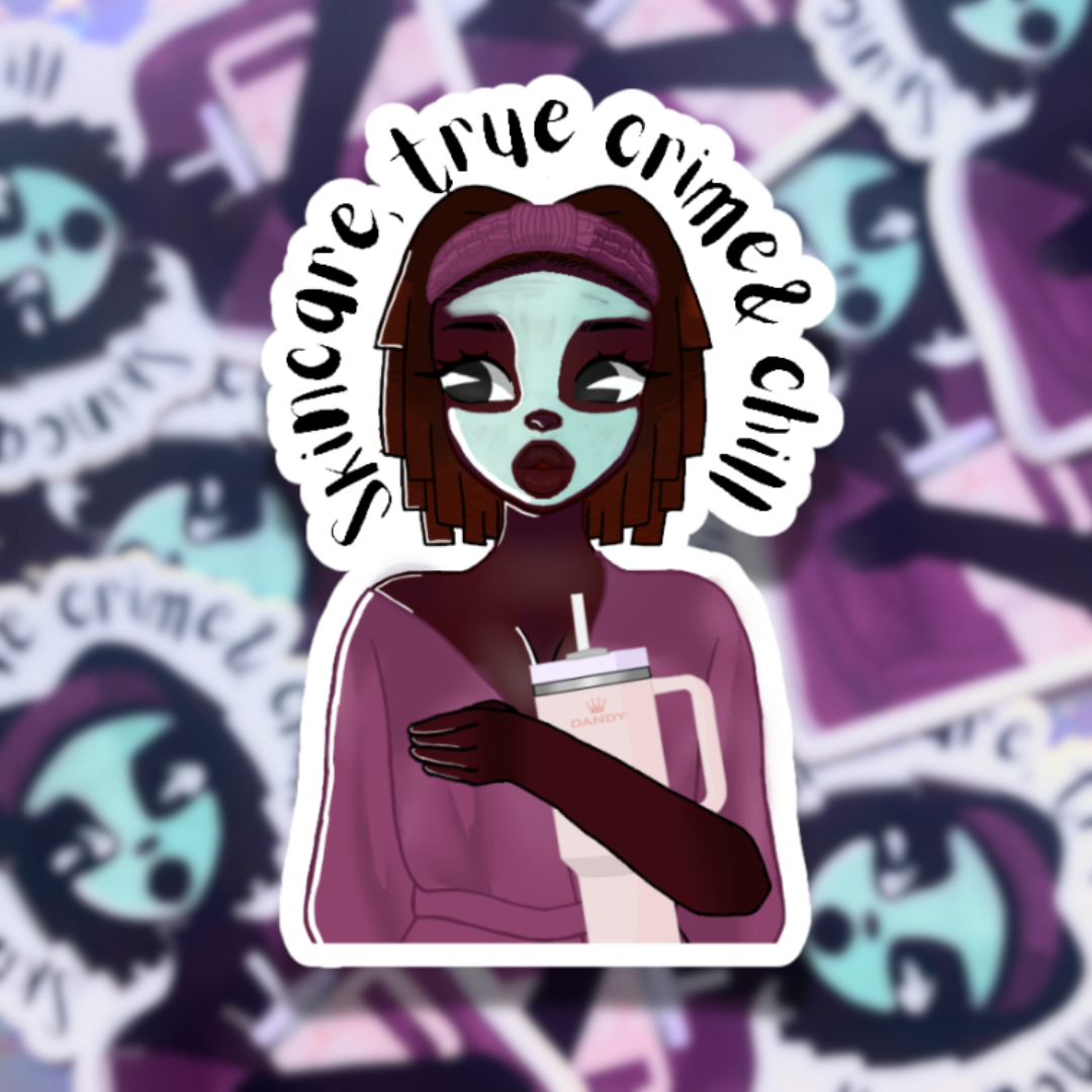 skincare, true crime & chill stickers | glossy | vinyl