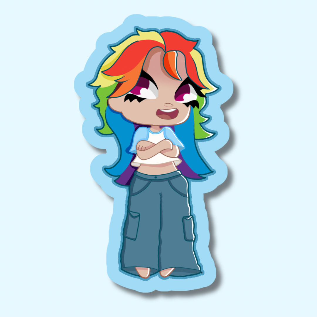 Rainbow Chibi sticker | vinyl | 2x3