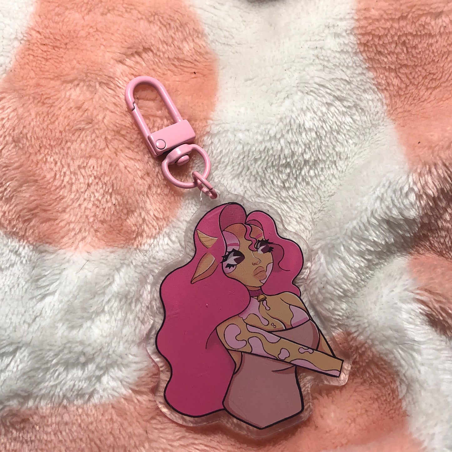Strawberry milk cow keychain | Acrylic | 2.5"